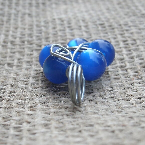 Handmade Blue Aqua Aura Beads Star Flower Pentacle Pendant - Picture 7 of 8